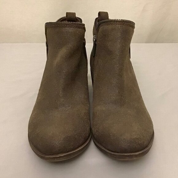 Lucky Brand 7.5 Bartalino Women’s Booties Suede Leather Ankle Boots Brown - Picture 4 of 12
